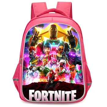 16 Inch Fortnite Game Cartoon School Backpack for Kids Boys Girls, Lightweight Large Capacity Student Bookbag with 1