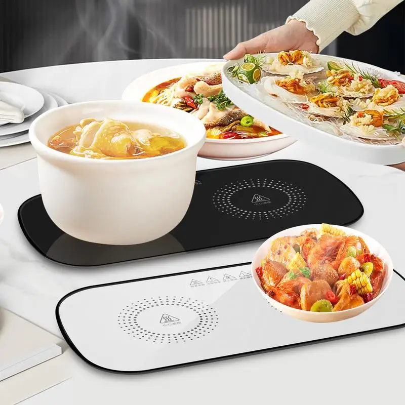 Fast Heating Food Electric Warming Tray Foldable Food Warmer Plate with Adjustable Temperature Control Keeps Food Hot Constant