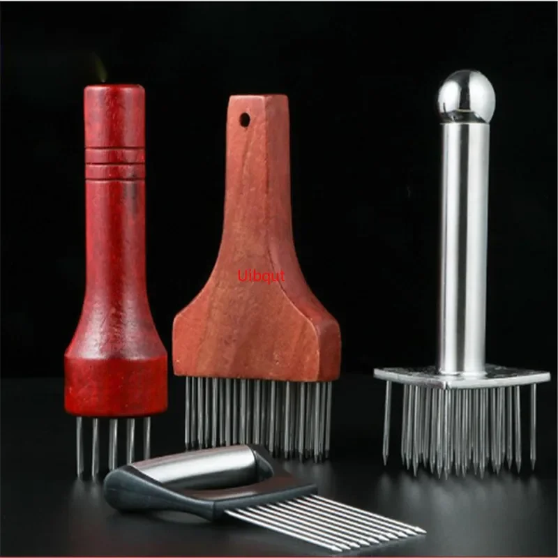 Stainless Steel Meat Needles Pounders Wooden Handle Profession Meat Tenderizer Needle Beef Tender Steak Kitchen Tools meat tenderizer