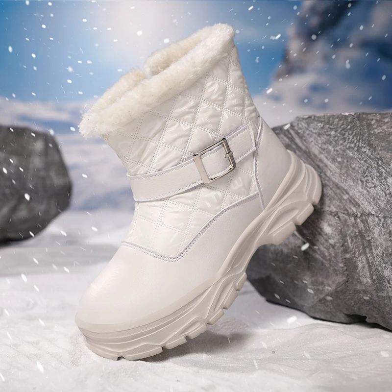 Botas de nieve para niños y niñas, cálidos de invierno, zapatillas de algodón para niños de 6 a años, botines de piel sintética forro blanco - AliExpress