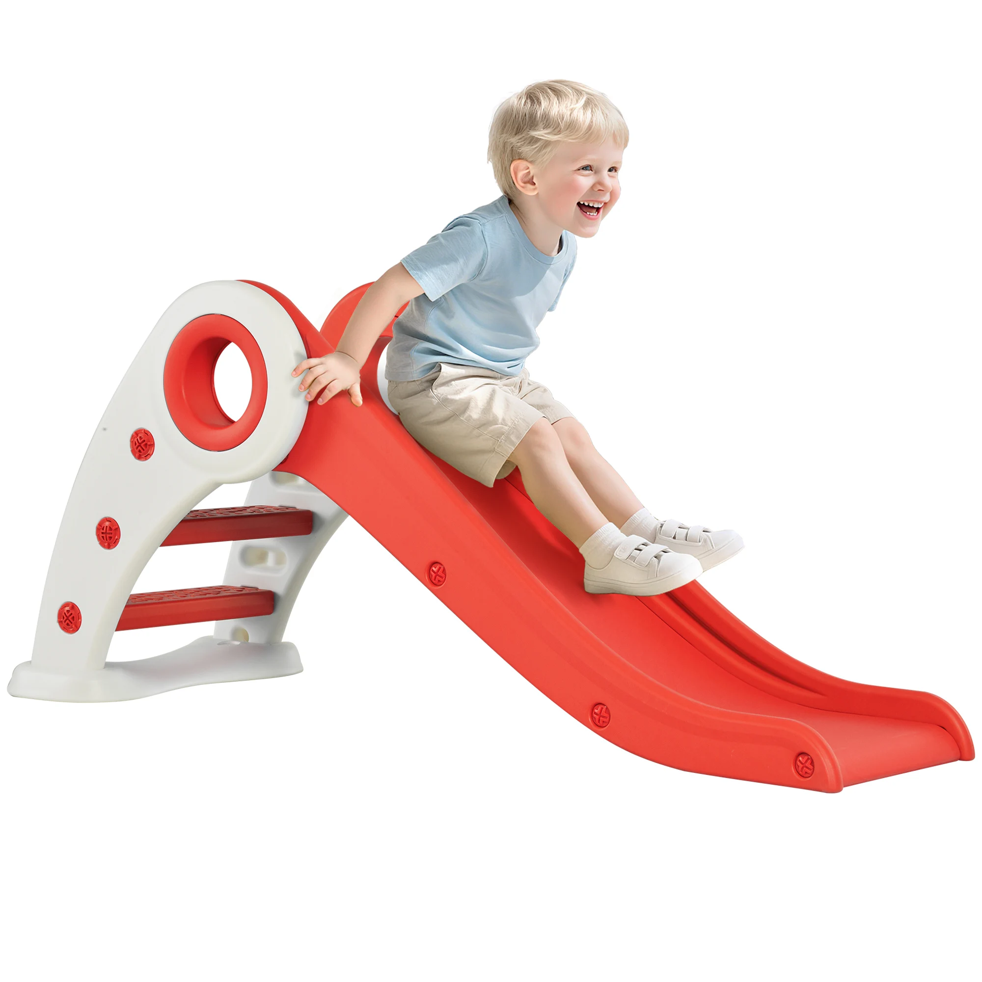 Toboggan et balançoire pour enfants - HOMCOM - 4 en 1 - panier de basket, siège réglable - HDPE et PP - 152x149x107cm - bleu, jaune - Jeux - Jouets
