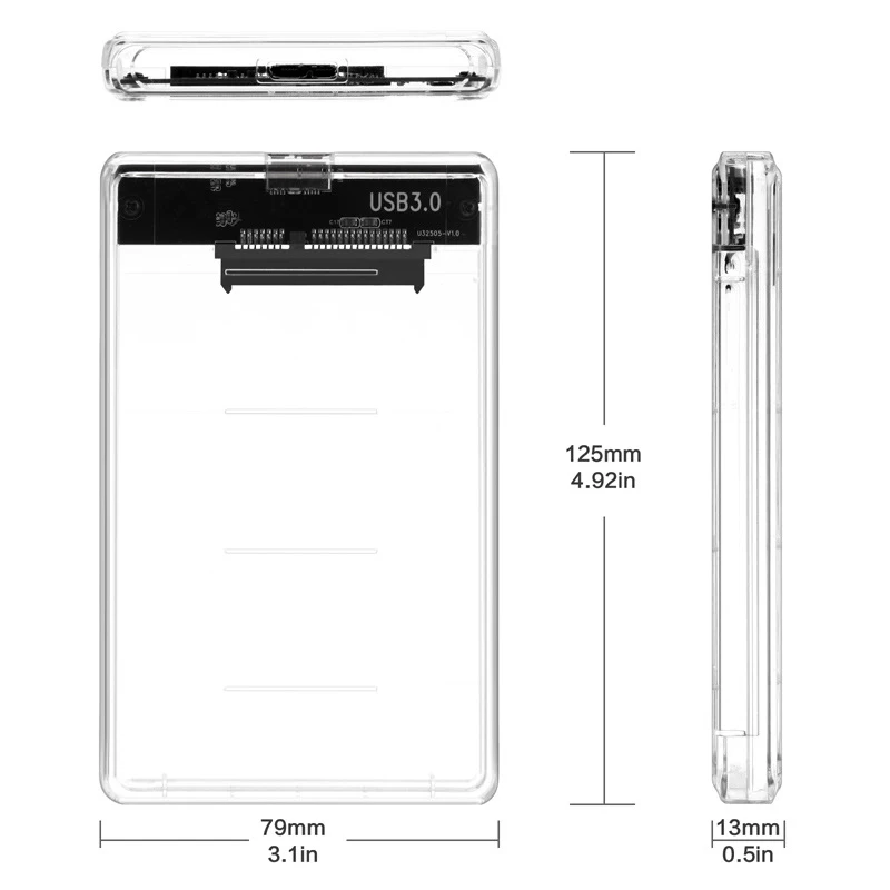 Uthai-case do Disco Rígido Transparente Mecânica Usb 3.0 Ssd Case do Disco Rígido Móvel Sata Solid-state Drive Case G11 25 Pol - Imagem 3