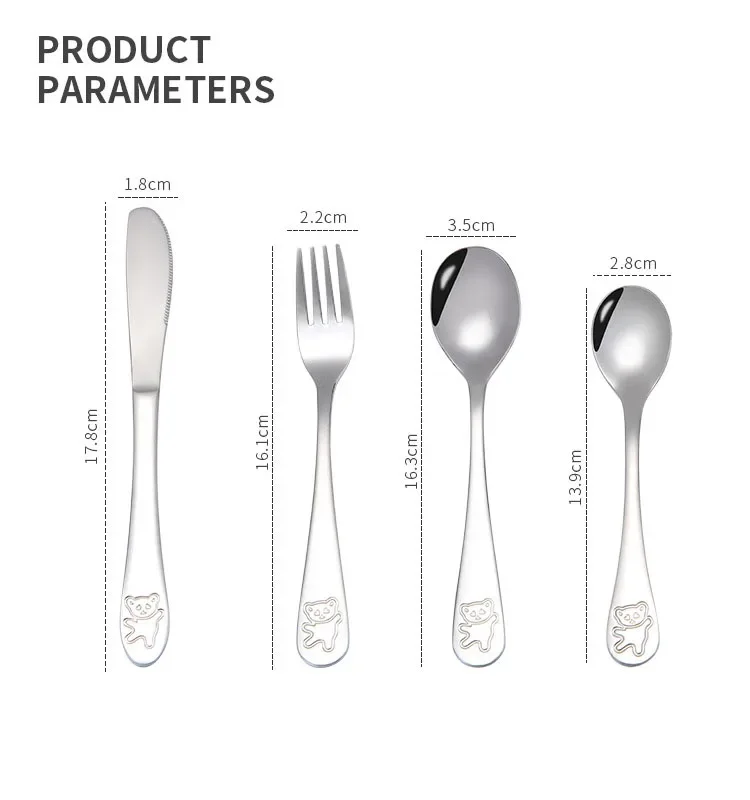 Cutlery Set Western Style Cutlery Set Stainless Steel Cutlery Set Stainless Steel Spoon Fork Table Western-Style Knife Tableware Set Feeding Baby Children Products Food