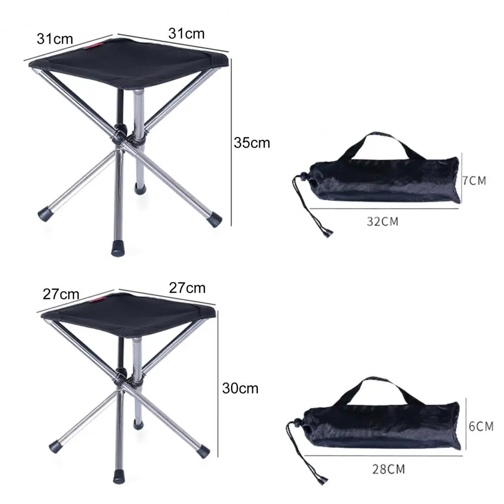 Chaise pliante pêche 4 pieds avec sac de rangement en acier inoxydable pour camping et pique-nique