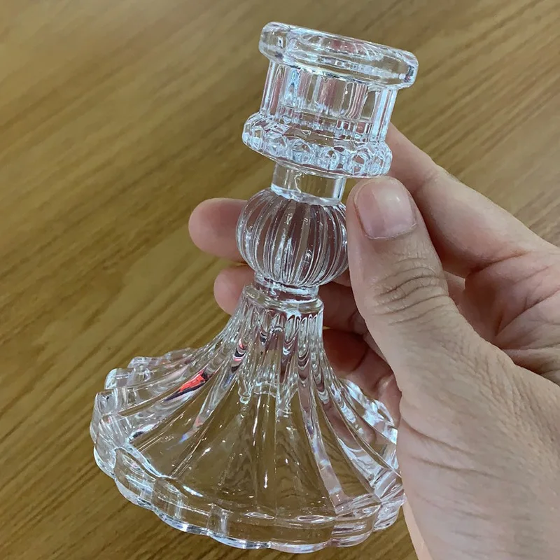 European Simple Glass Candle Holder Household Rod Wax Base Romantic Dining Table Candle Holder Creative Home Ornaments - Image 2