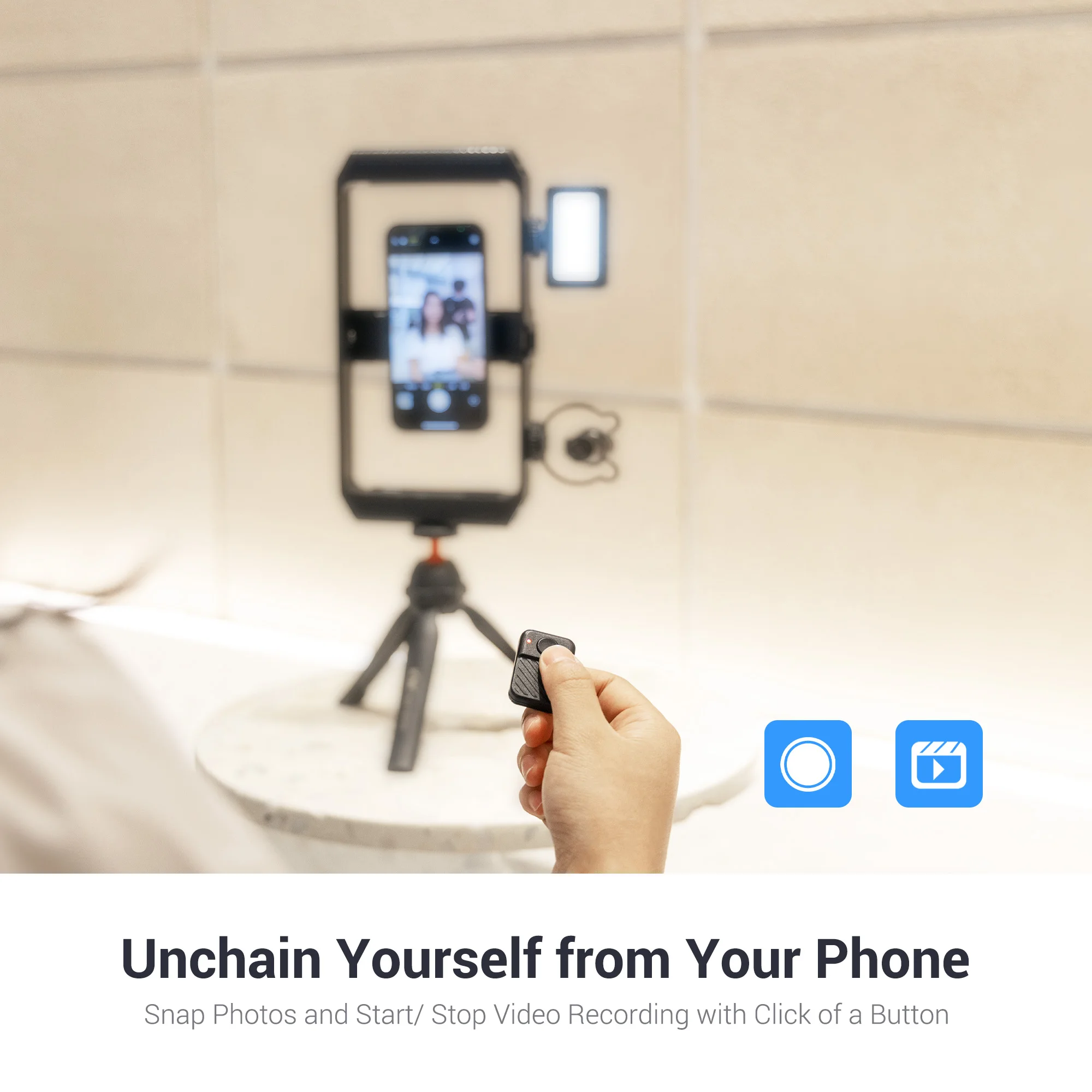 JJC Bluetooth Camera Remote Shutter for iPhone 13 12 11 Samsung Xiaomi Android IOS Mobile Phone