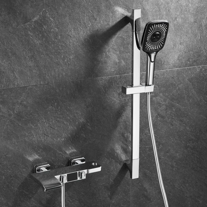 Description Picture 3 of itemGray Digital Display Bathtub Shower Set Wall Mounted Black  Faucet Bathroom Cold and Hot White Bath and Mixer Taps