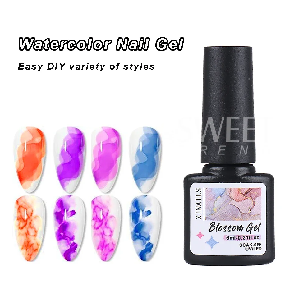 Clear Blooming Gel Polish UV LED Soak Off 6ml Nail Art Polish for Flower Spreading Effect Marble Nail Polish Gel Paint Varnish 4