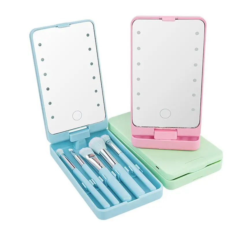 

Makeup Brush Set Women Cosmetic Foundation Powder Brushes With LED Light Mirror Portable Make Up Brushes Kit Beauty Tools