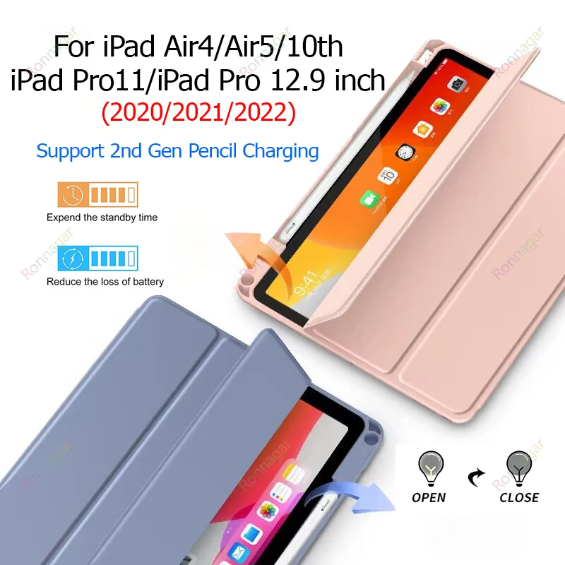 Custodia Per Ipad Pro 12.9 Pollici 6Th/5Th/4Th/3Rd Generation Ipad Pro11 2018 2022 Ipad 10Th Gen Folio Smart Stand Con Portamatite