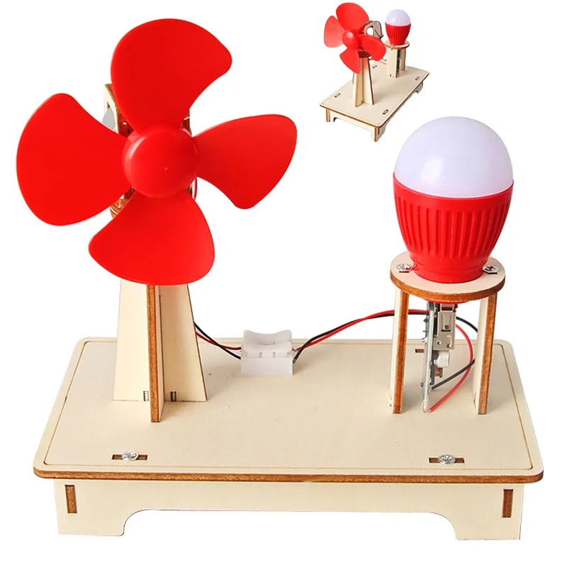 DIY Handmade Wooden Wind Generator Model Kids Science Toy Funny Technology Physics Kit Educational Toy for Children Learning Toy