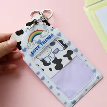 

PVC Korea Key Ring Photo Album 2 Card Slots Card Holder Case Polychromatic PVC Card Holder Card Pendant Photo Album Keyring
