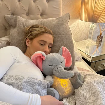 Baby Breathing Elephant Plush Toy Soothing Sleep - 4-Mode