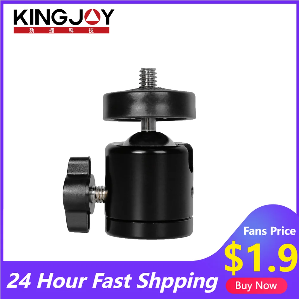 

KINGJOY Tripod Mini Ball Head Camera Mount Adapter 360 Panoramic BallHeads 1/4" Screw Thread Compatible for Flash Light DSLR