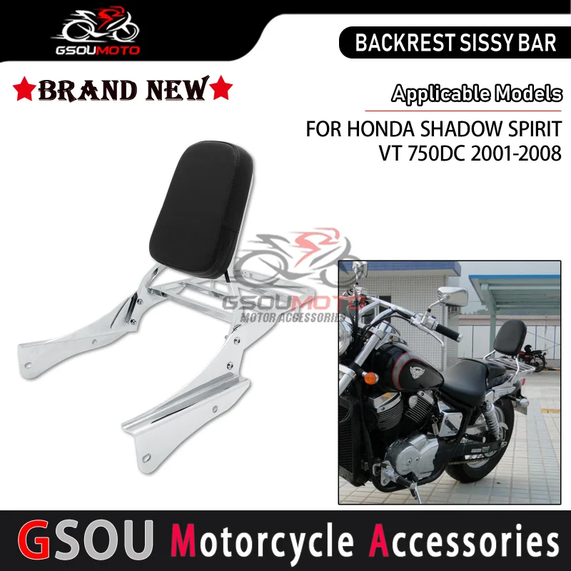 Motorcycle Rear Backrest Sissy Bar Luggage Rack For Honda Shadow