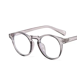 Vintage Round Clear Lens Eyewear Frame - Unisex Fashion Optical Spectacles (Clear gray)
