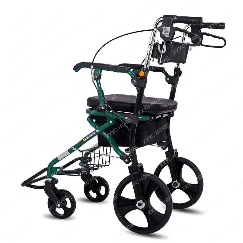 

Elderly Can Sit Portable Foldable Elderly Trolley Portable Shopping Luggage Trolley Rollator