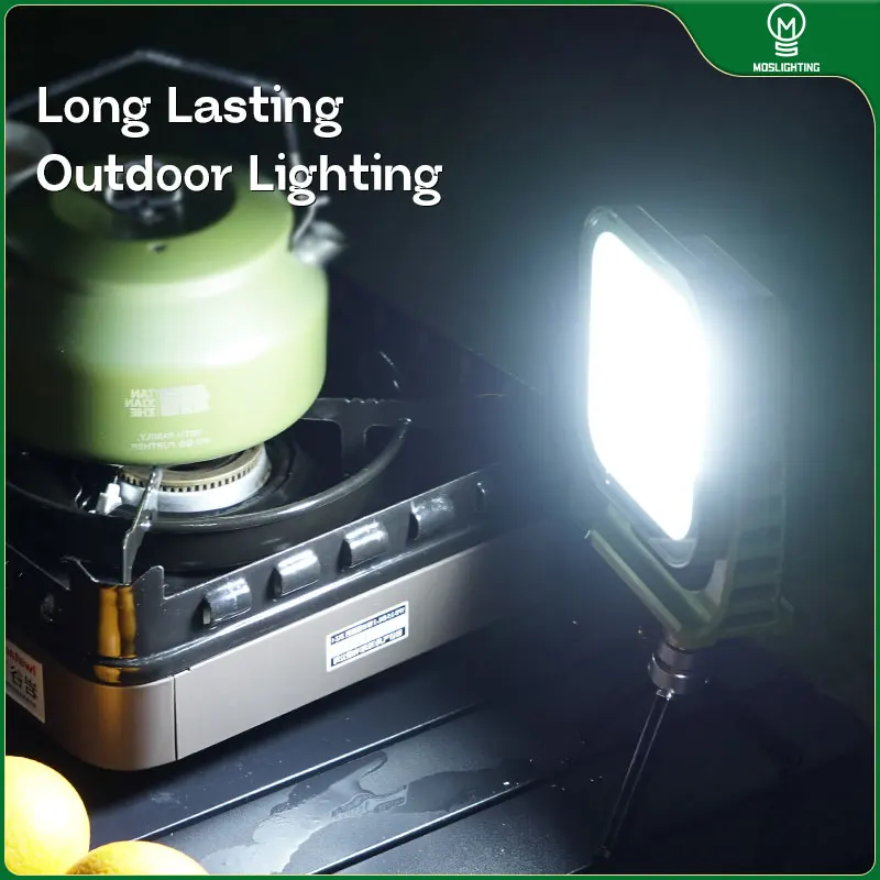 MOSLIGHTING Solar Camping Lantern with Magnetic Base Portable Flashlight Rechargeable Flood Light Car Repair Emergency Workshop