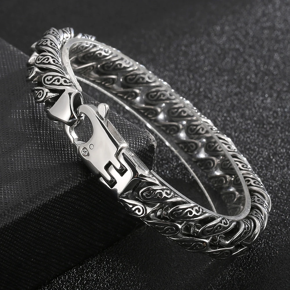Polished Brushed Stainless Steel Cuban Chain Bracelet for