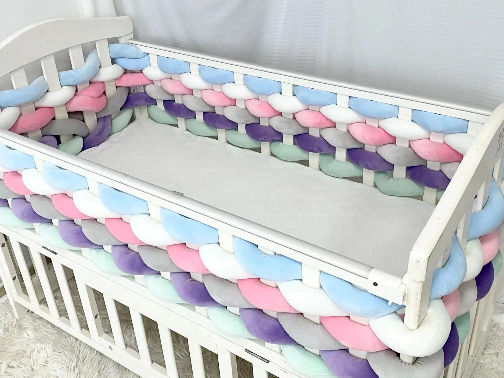 3M/5M Woven Twist Single-strand Bed Circumference Crib Pillow Anti-collision Bed Circumference Guardrail Baby Room Decoration