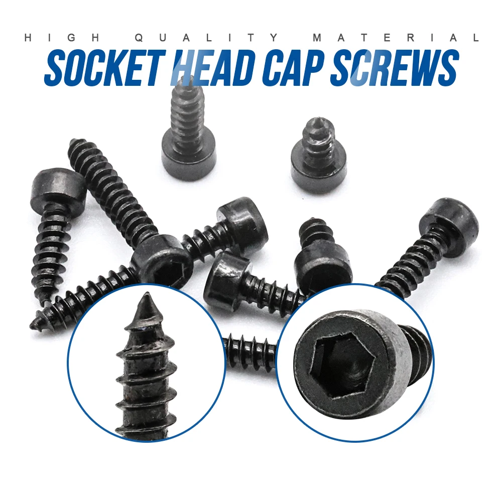 M2 M2.6 M3 M3.5 M4 M5 M6 Hex Hexagon Socket Cap Head Self Tapping Screw 8.8 Grade Black Allen Head Tapping Screw for Speaker