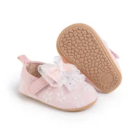 MISOWMNJOY Cute Baby Girl Flats with Bows Floral Soft Soles Infant Mary Jane Shoes Anti-slip Casual Walking Shoes for Newborn 6