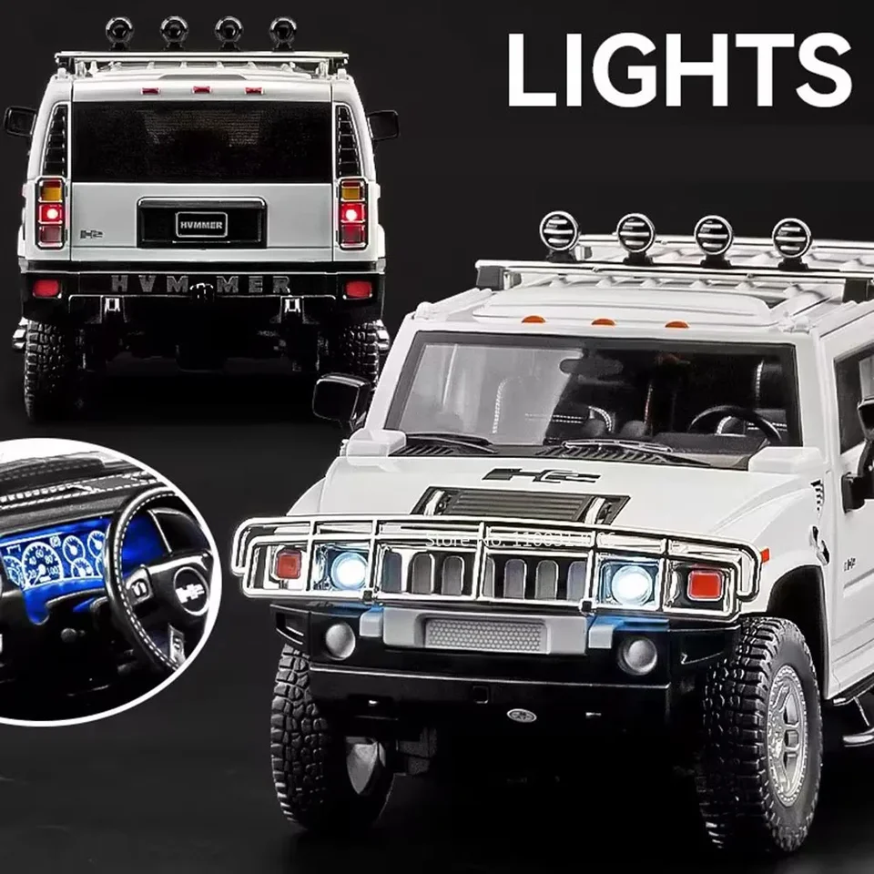 1:18 Hummer H2 Models Toys Miniature Cars Alloy Diecast with Light