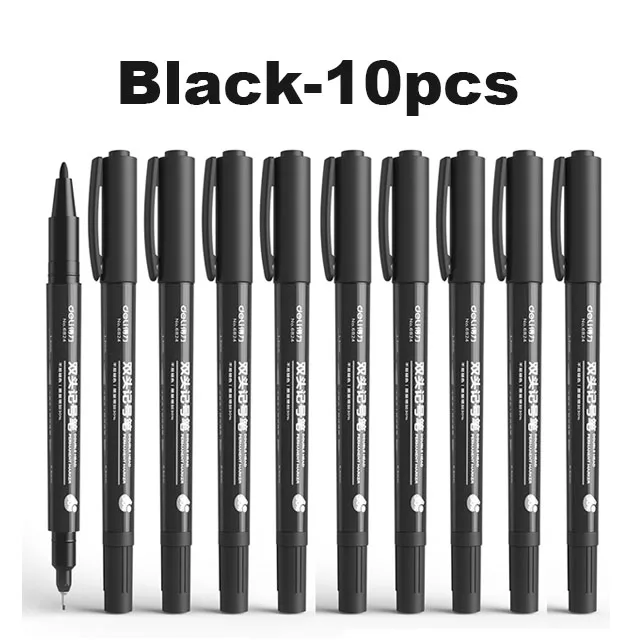 デリ油性マーカーペンセットカラーマーカーデュアルチップ 0.5/1.2