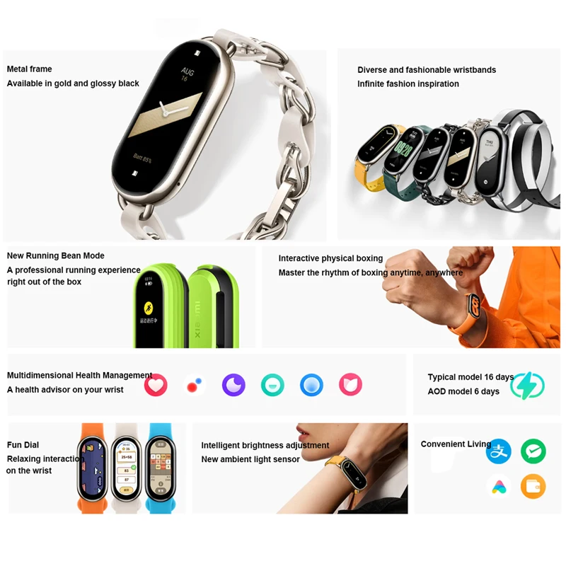 Xiaomi-mi Band Nfc Pulseiras Inteligentes Display Amoled 1.62 Monitoramento da Freqüência Cardíaca Oxigênio no Sangue Bateria 190mah 150 Mais Modos Esportivos - Image 3