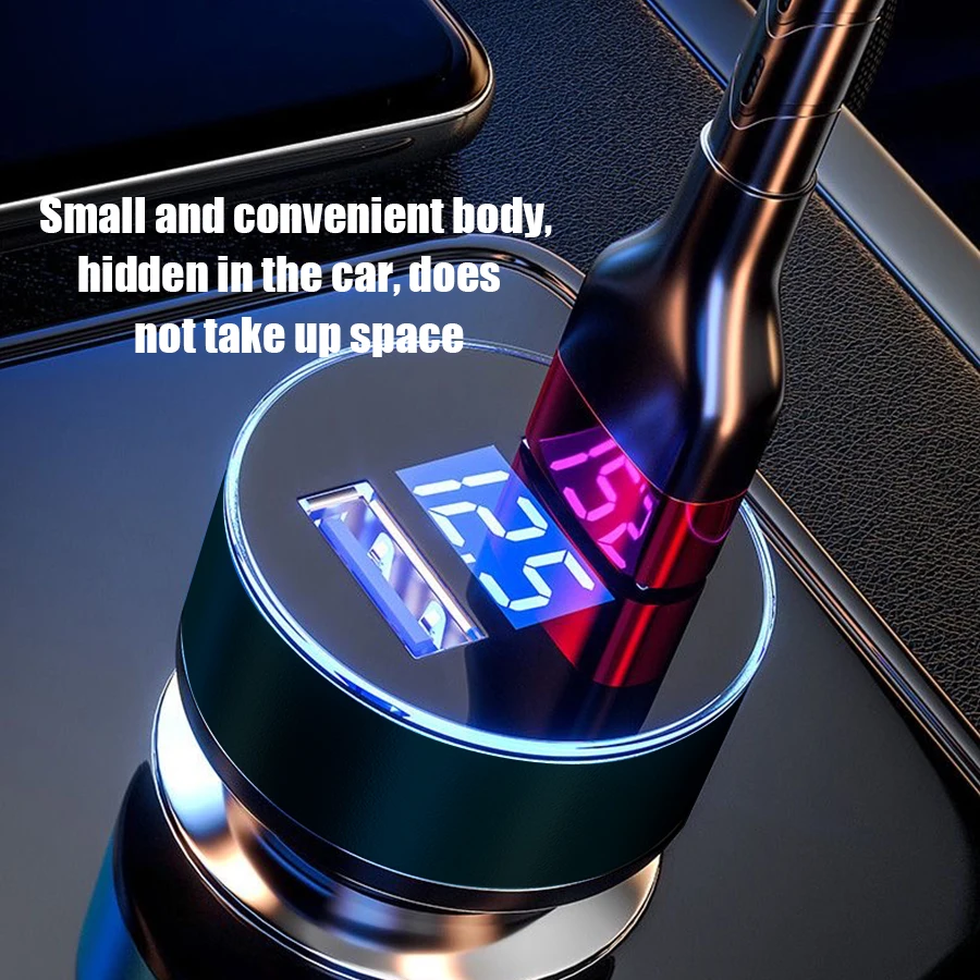 240W Car Charger Dual USB Ports 120W Super Fast Charging with Digital Display Quick Charging Adapter for IPhone Samsung Xiaomi