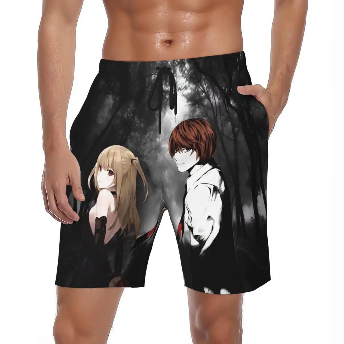 

Males Board Shorts Death Note Anime Hawaii Swimming Trunks 3D Print Comfortable Running Surf Hot Sale Plus Size Beach Shorts