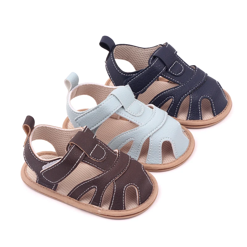 Baby Summer Sandal High Quality TPR Sole Anti-slip Toddler Beach Shoes PU Waterproof for Newborn Boys and Girls 0-9-18 Months 2
