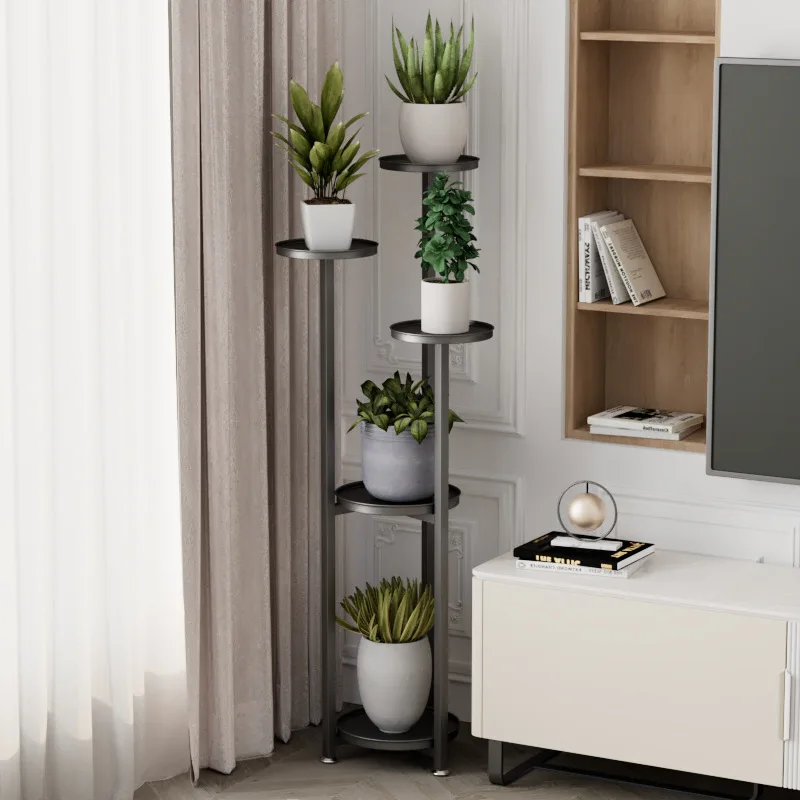 Plant Stand Flower Rack Multi-Storey Iron Shelves For Plant Pot Floor-To-Ceiling Balcony Living Room Lobby plant stand wooden flower shelf