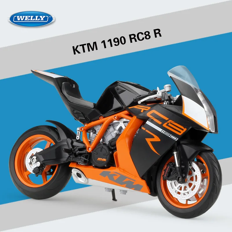 KTM 1190 RC8 1:10 DIECAST MOTORCYCLE MODEL BY WELLY 62806W ORANGE 