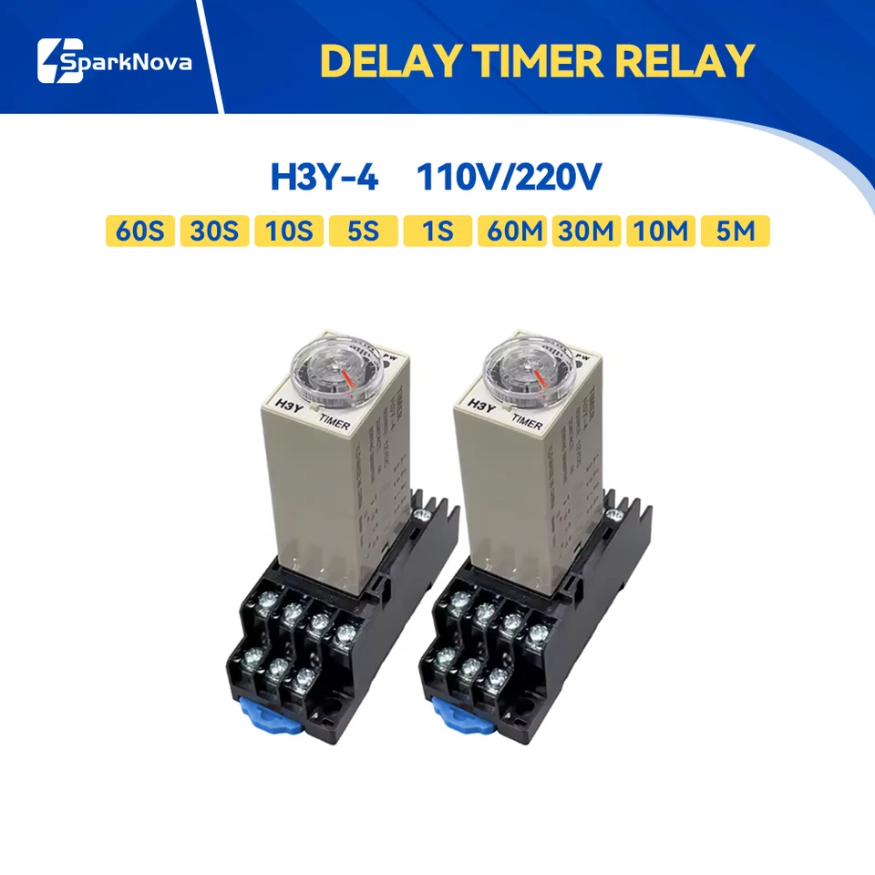 5-10 sets H3Y-2 12/24/110/220V 5/10/30/60s On Delay Timer Time Relay w Base DPDT 5-10 sets H3Y-2 12/24/110/220V 5/10/30/60s On Delay Timer Time Relay w Base DPDT