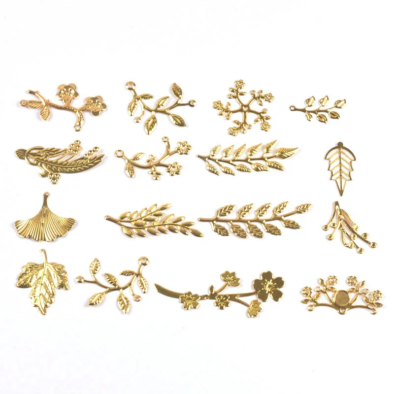 Resin Jewelry Accessories Mixed Gold Leaf Filigree Wraps Metal Crafts Connectors For Making Jewelry Accessories DIY Scrapbook Handicraft Home Decor