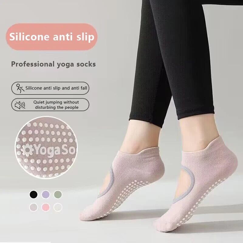 

1pair 2023 New Yoga Socks Women Professional Non-Slip Pilates Sports Socks Summer Thin Backless Floor Socks Friendly Touch