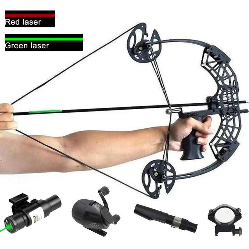 60lb Mini Compound Bow Take Down Pulley Bow Arrows Shoot Fish Stainless