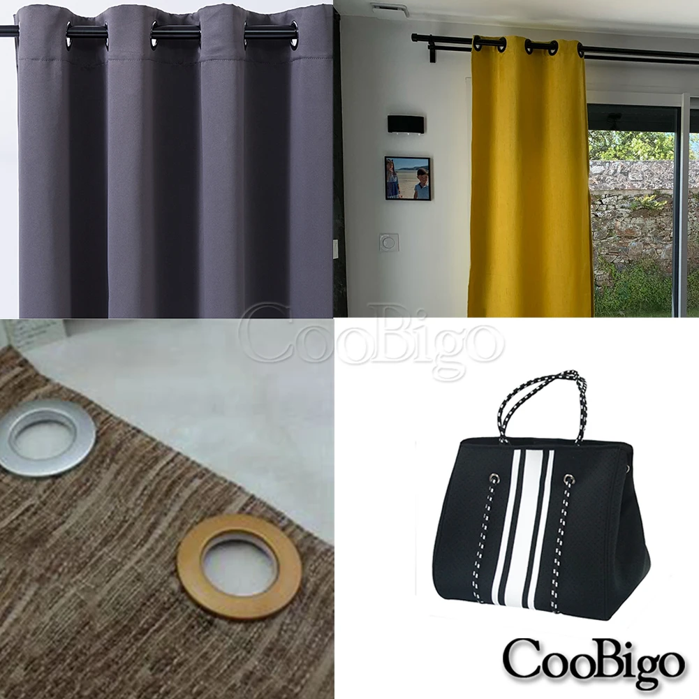 Curtain Grommets Eyelet Rings Clips Round Plastic 10pcs Bathroom Curtains Ring Canvas Bag DIY Accessories Inner 38.5mm Black