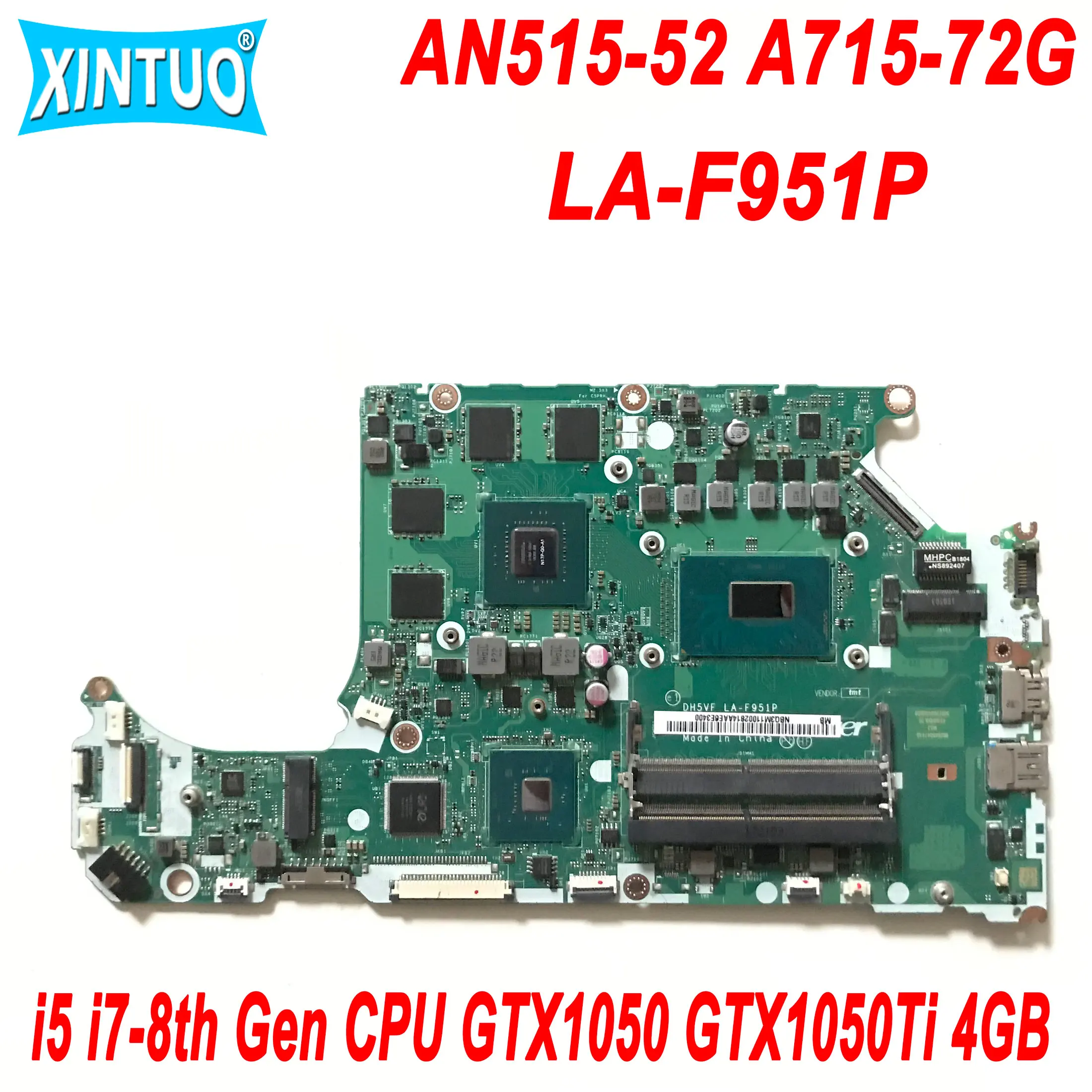 

Материнская плата DH5VF LA-F951P для Acer Nitro 5 AN515-52, материнская плата для ноутбука с i5 A715-72G Gen CPU GTX1050/1050Ti 4 Гб DDR4