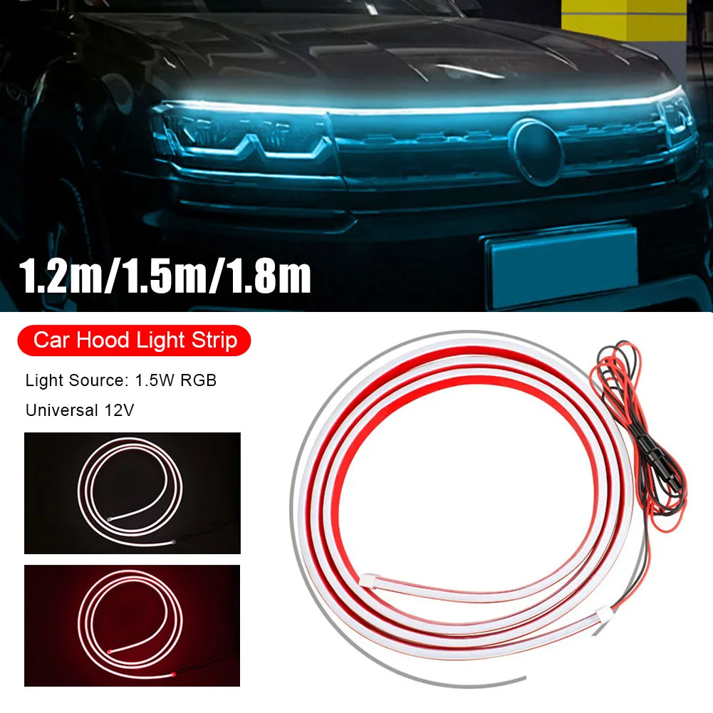 

Universal Car Hood LED Light Strip 12V 1.2m/1.5m/1.8m Scanning Atmosphere Lamp Daytime Running Light Decorative DRL Accessories