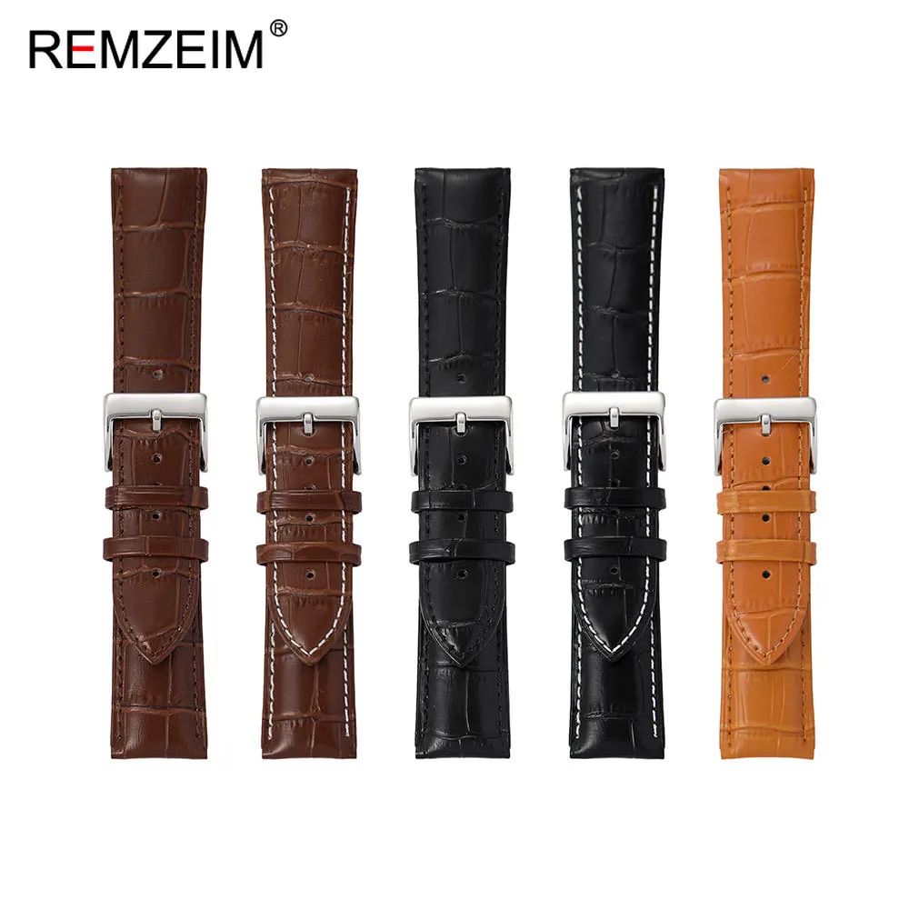 Men's Fashionable Embossed Leather Watch Strap - Comfortable Business Style Replacement Band
