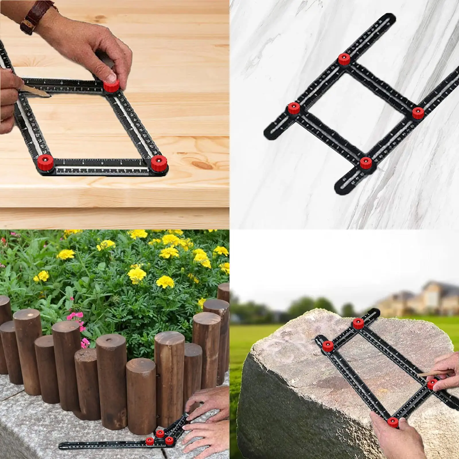12 Fold Angle Ruler Multi Angle Aluminium Alloy Measuring Ruler Perforated Mold Template Tool Locator Drill Guide Tile Hole 6