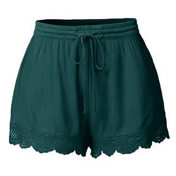 Ladies’ Casual And Versatile Solid Color Patchwork Lace Drawstring Shorts Basics Comfortable High Quality Plus Size Summer Pants 1