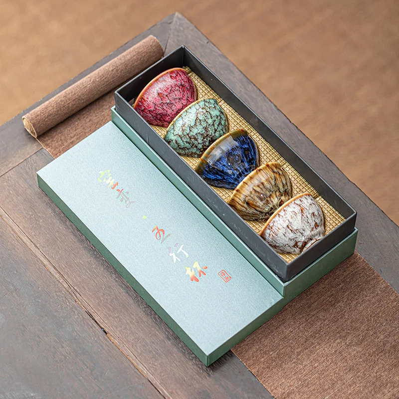Kiln change teacups five rows of cups gift box set companion set of tealight ceramics