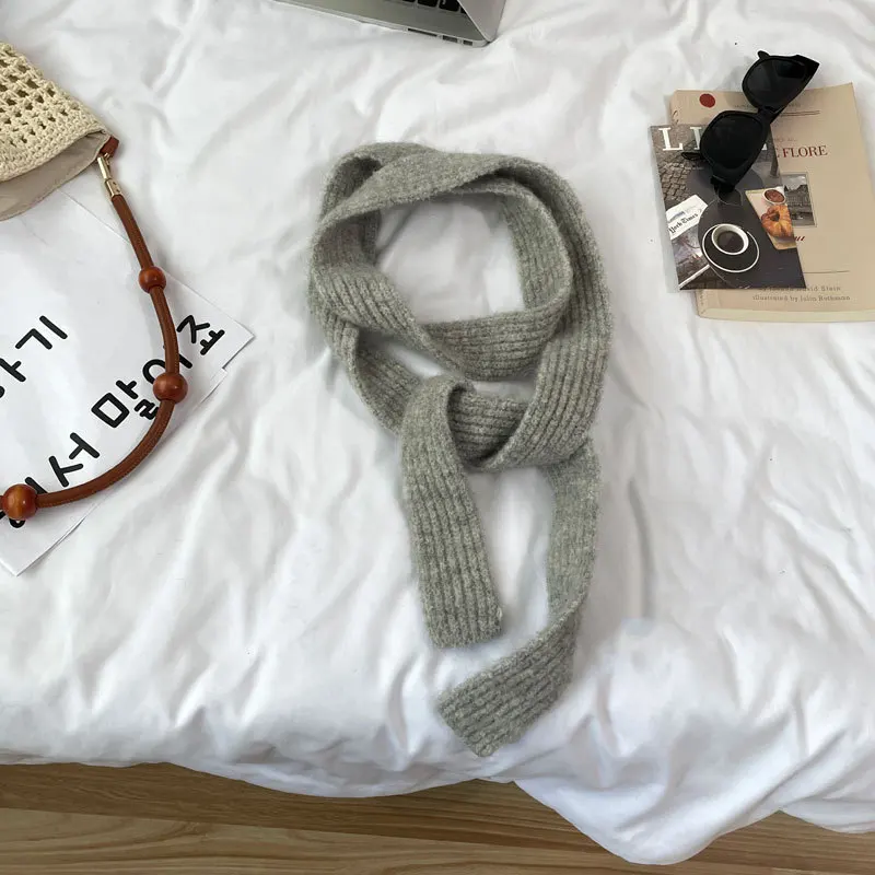 Frauen Harajuku Wolle Schals Einfarbig Lange Schals 180Cm Dünne Lange Dekorative Halstuch Mode Gefühl Spice Girl Streetwear – Detail 12