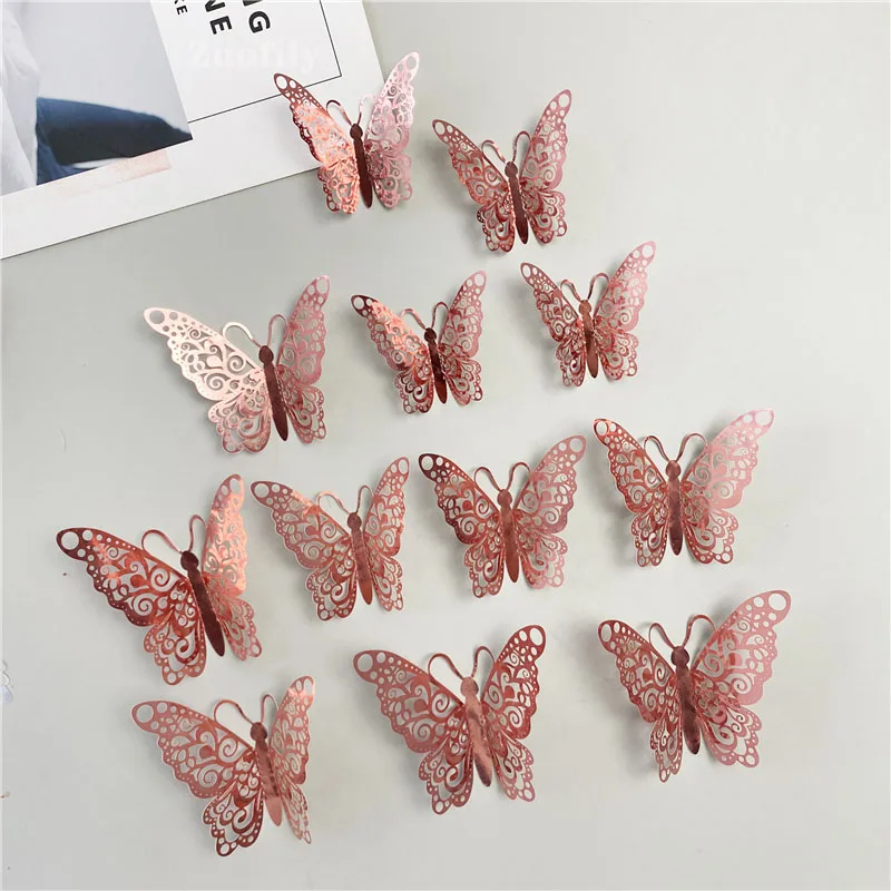 Adesivo murale farfalle di cristallo effetto 3D bella farfalla per cameretta adesivi murali decorazione domestica 12 pz/lotto sul muro  15