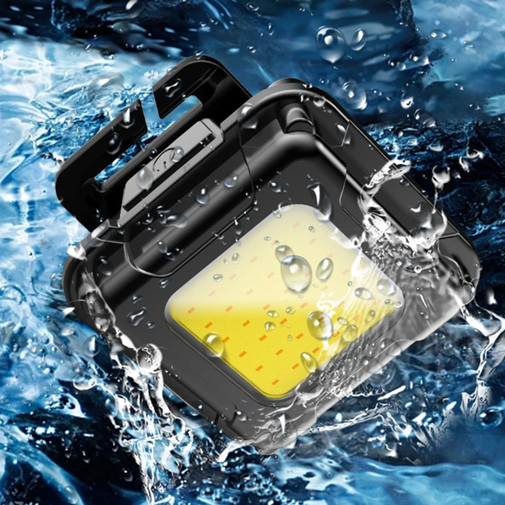 LED Headlamp 4 Light Modes Multifunctional Head Torch USB Rechargeable Work Flashlight Mini COB LED Headlight for Camping Hiking