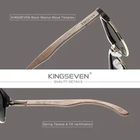 KINGSEVEN marque noyer lunettes de soleil hommes femmes polarisées UV400 lentille bois cadre rond lunettes Vintage rétro luxe lunettes Patchwork 4