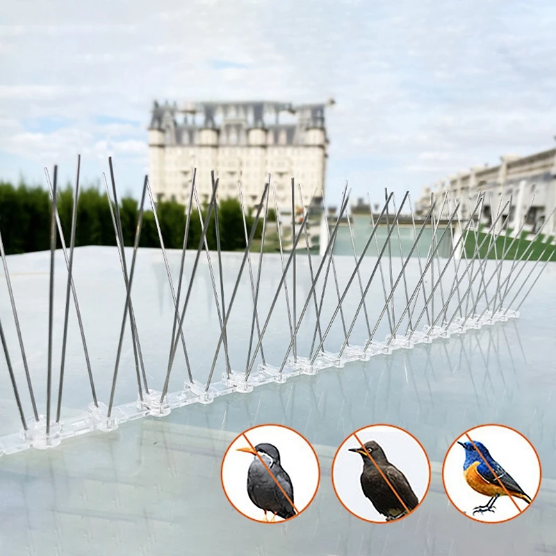 Durable Stainless Steel and Plastic Bird Repellent Spikes for Effective Pest Control